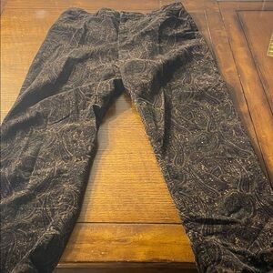 Lauren Ralph Lauren Paisley Straight Leg Corduroy Pants - Black and Brown